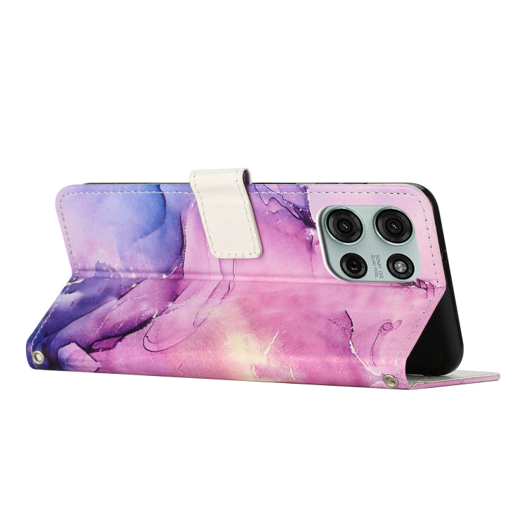 For Motorola Moto G75 Painted Marble Pattern Leather Phone Case