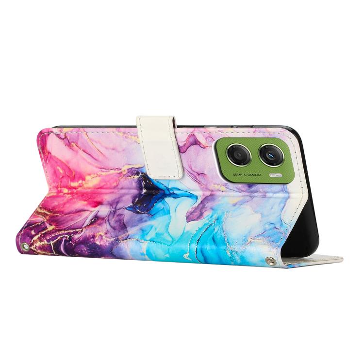 For Motorola Moto G06 4G Painted Marble Pattern Leather Phone Case