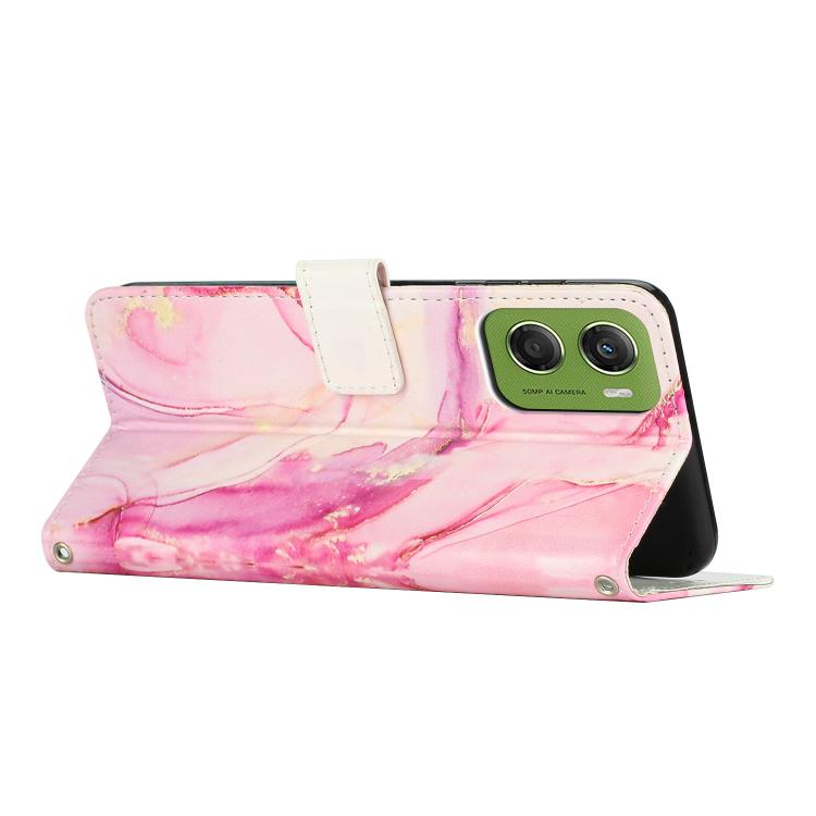 For Motorola Moto G06 4G Painted Marble Pattern Leather Phone Case