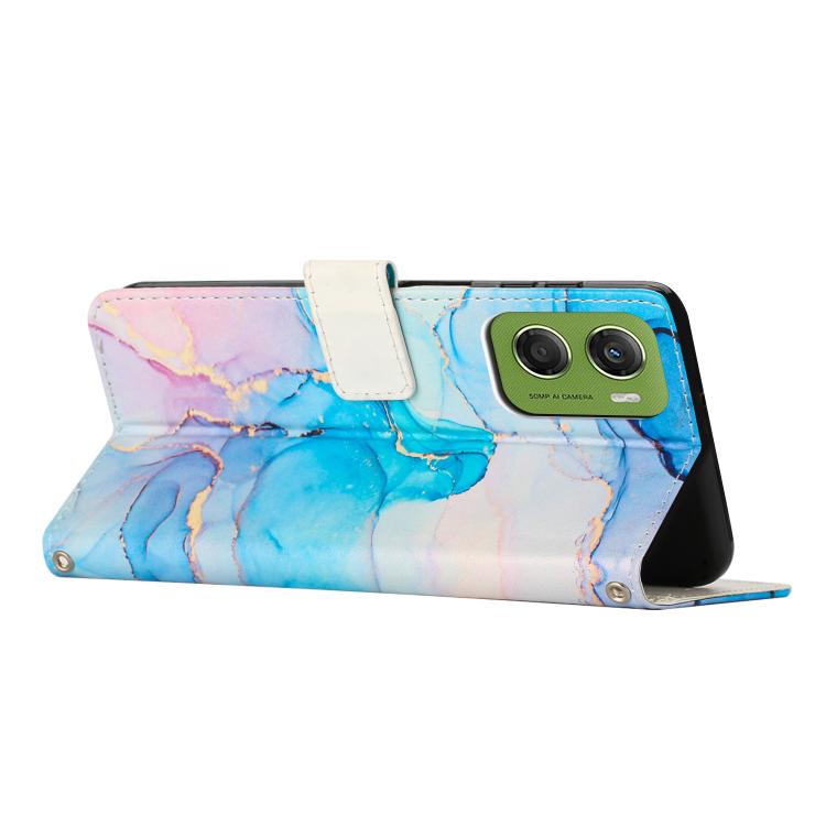 For Motorola Moto G06 4G Painted Marble Pattern Leather Phone Case