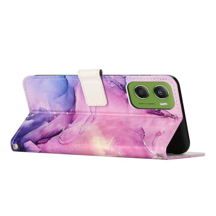 For Motorola Moto G06 4G Painted Marble Pattern Leather Phone Case
