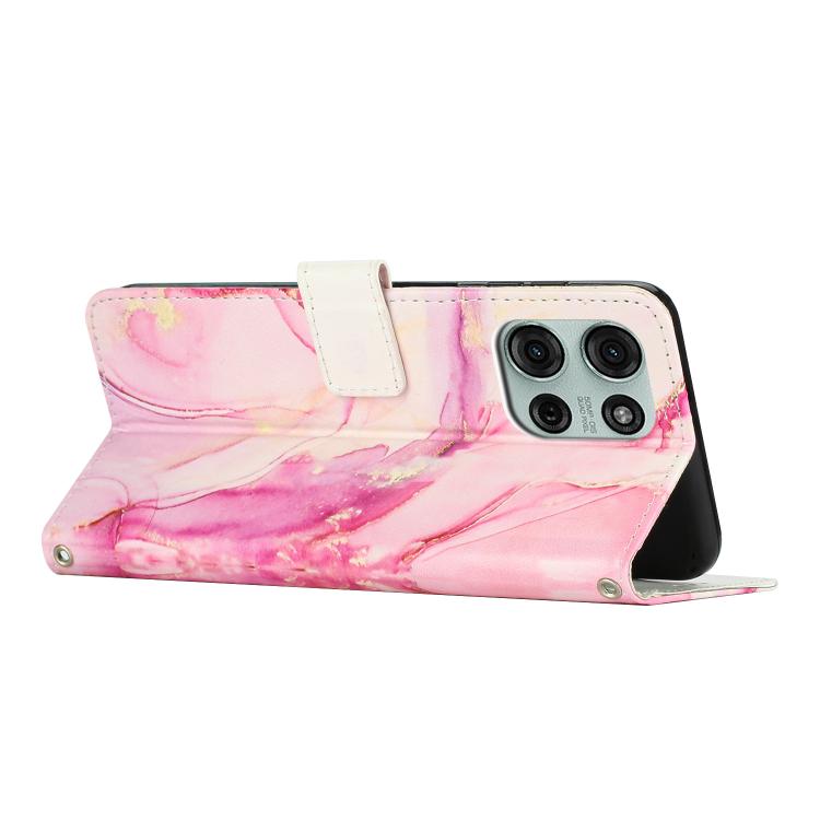 For Motorola Moto G17 / G17 Power 4G Painted Marble Pattern Leather Phone Case