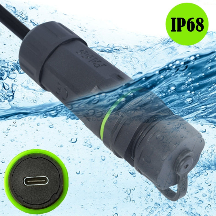 10Gpbs IP68 Waterproof Single Port Type-C Female to Female Straight Coupler Adapter With Protective Cover