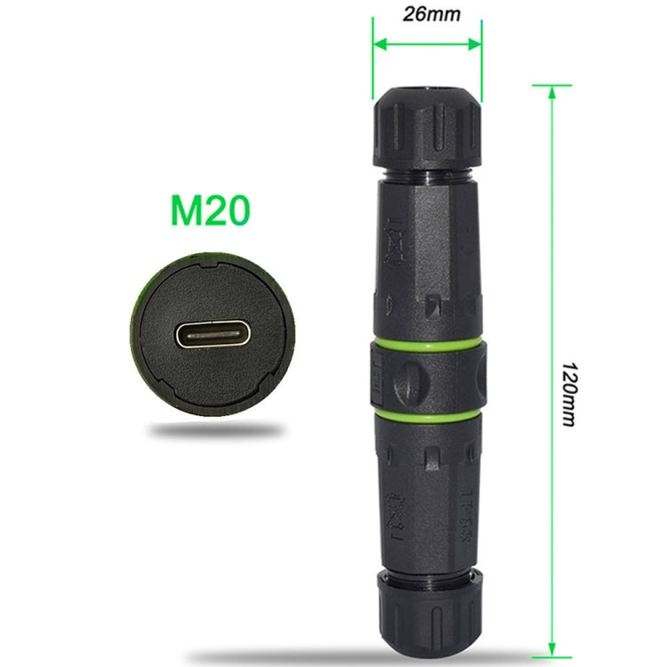 10Gpbs Outdoor IP68 Waterproof Single Port Type-C Female to Female Straight Coupler Adapter