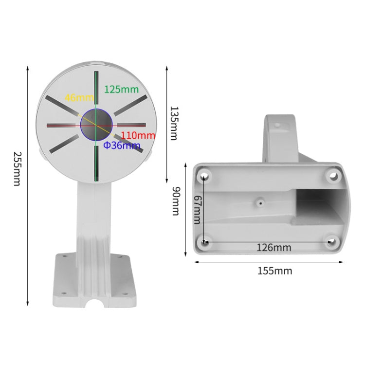 5pcs Universal Plastic Surveillance Camera Hemisphere Wall Mount Bracket, Model:1258 - White