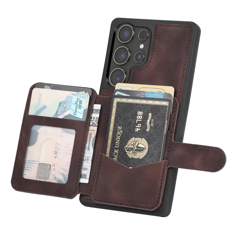 For Samsung Galaxy S25 Ultra 5G Skin Feel Dream RFID Anti-theft PU Card Bag Phone Case