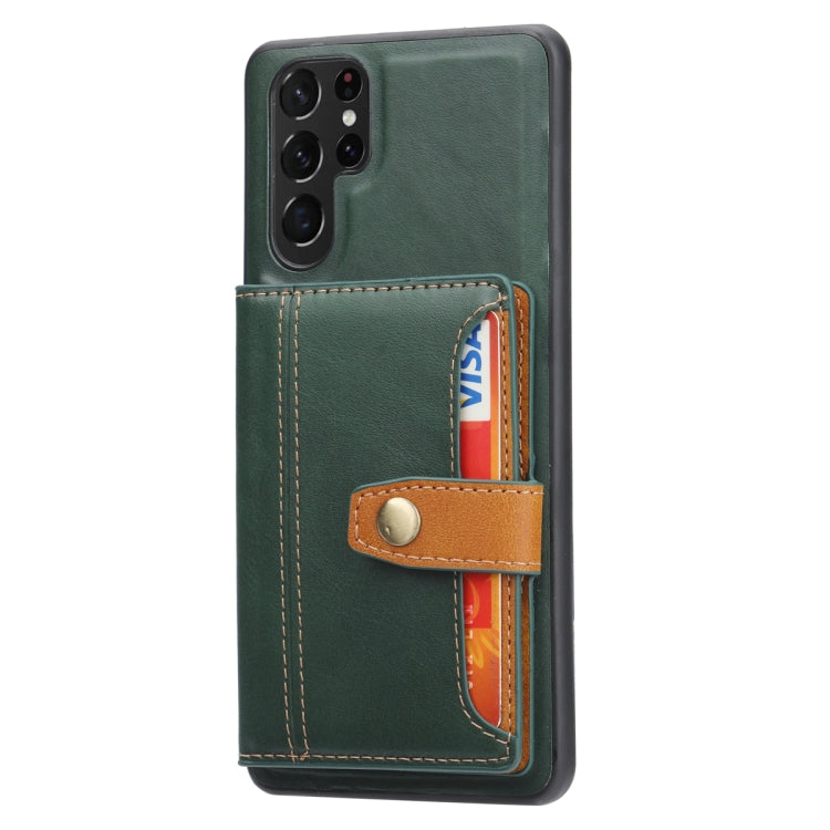 For Samsung Galaxy S25 Ultra 5G Calfskin Card Slot TPU Hybrid PU Phone Case