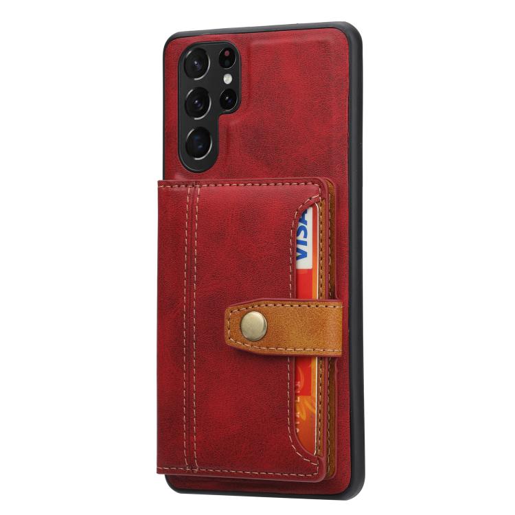 For Samsung Galaxy S26 Ultra 5G Calfskin Card Slot TPU Hybrid PU Phone Case