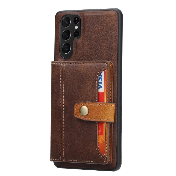 For Samsung Galaxy S26 Ultra 5G Calfskin Card Slot TPU Hybrid PU Phone Case