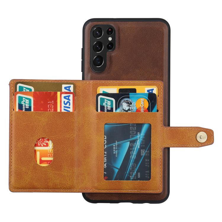 For Samsung Galaxy S26 Ultra 5G Calfskin Card Slot TPU Hybrid PU Phone Case