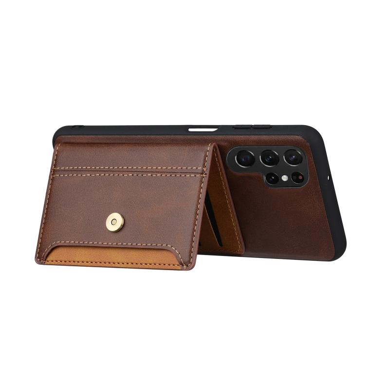 For Samsung Galaxy S26 Ultra 5G Calfskin Card Slot TPU Hybrid PU Phone Case