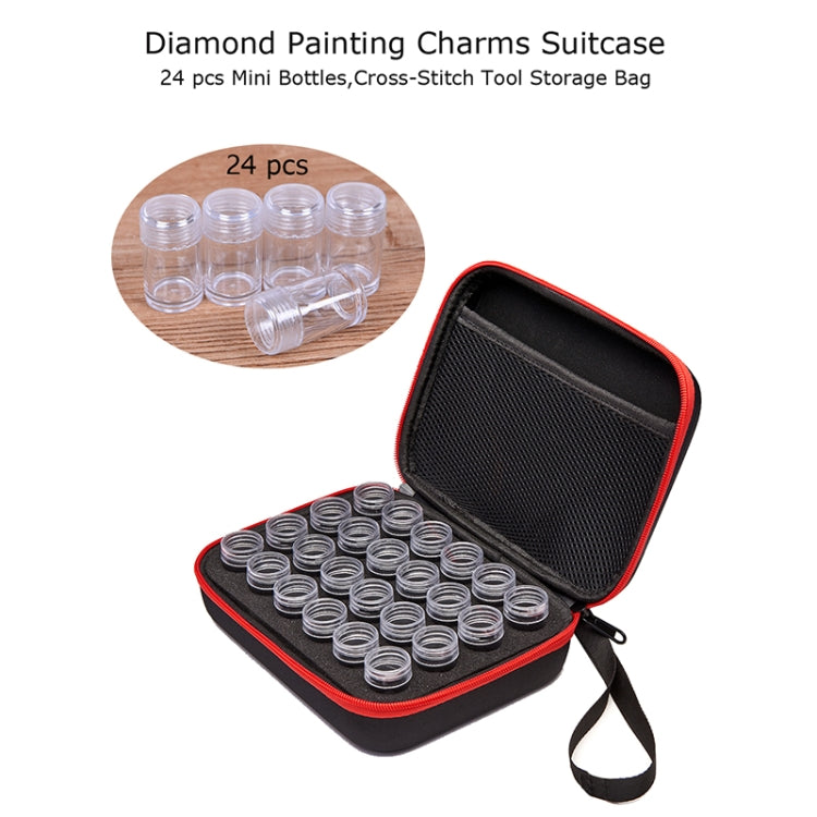 24 Bottles Diamond Painting Box Tool Container Storage Box Carry Case Holder Hand Bag Zipper Design Shockproof Durable, Style:Contains 24 Bottles