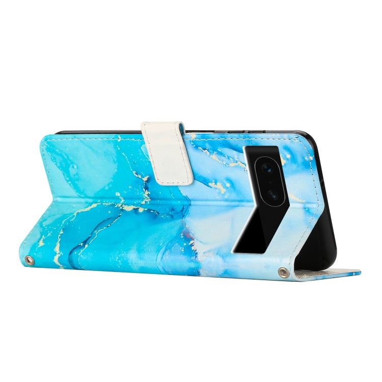 For Google Pixel 8A Painted Marble Pattern Leather Phone Case