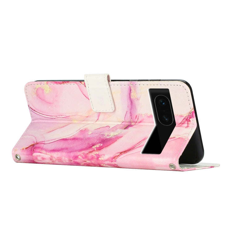 For Google Pixel 8A Painted Marble Pattern Leather Phone Case