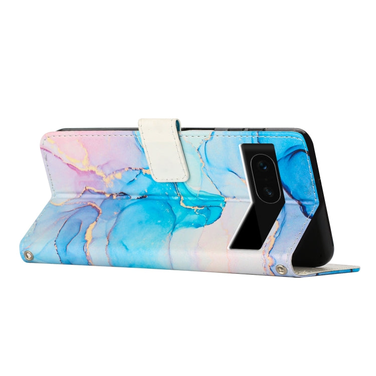 For Google Pixel 8A Painted Marble Pattern Leather Phone Case