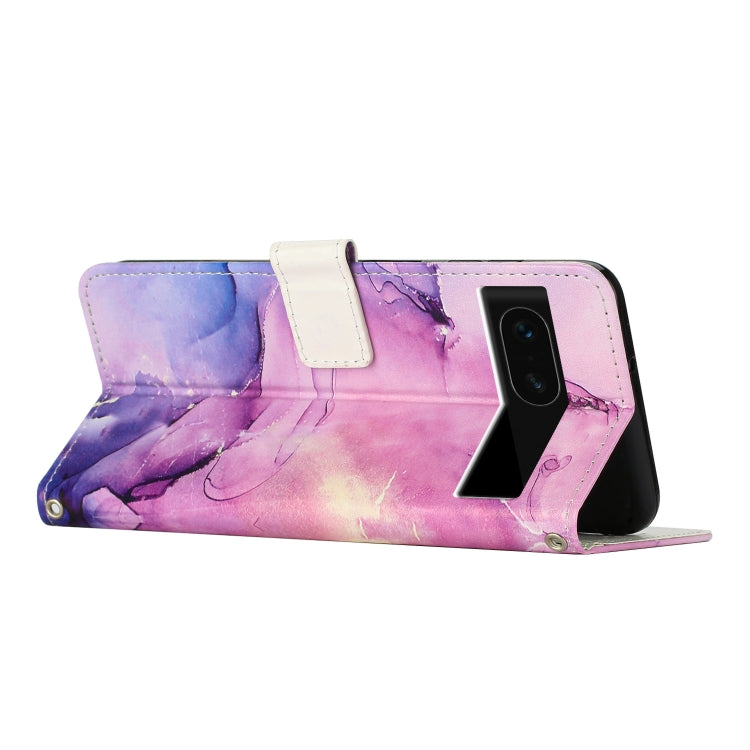 For Google Pixel 8A Painted Marble Pattern Leather Phone Case