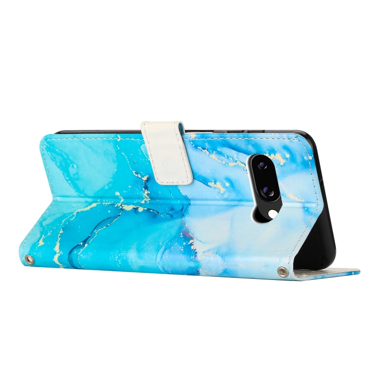 For Google Pixel 9A Painted Marble Pattern Leather Phone Case