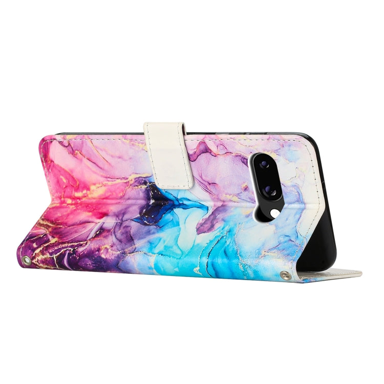 For Google Pixel 9A Painted Marble Pattern Leather Phone Case