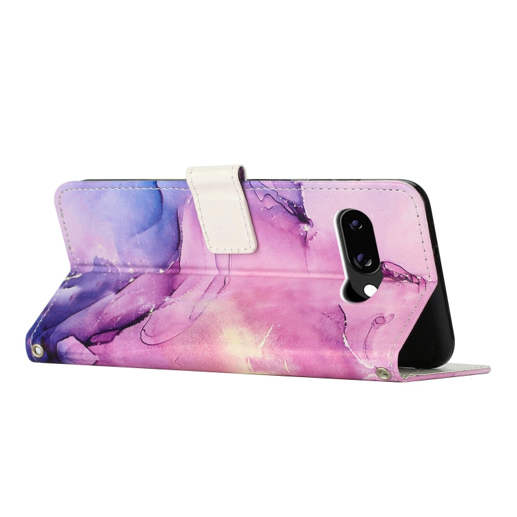 For Google Pixel 9A Painted Marble Pattern Leather Phone Case