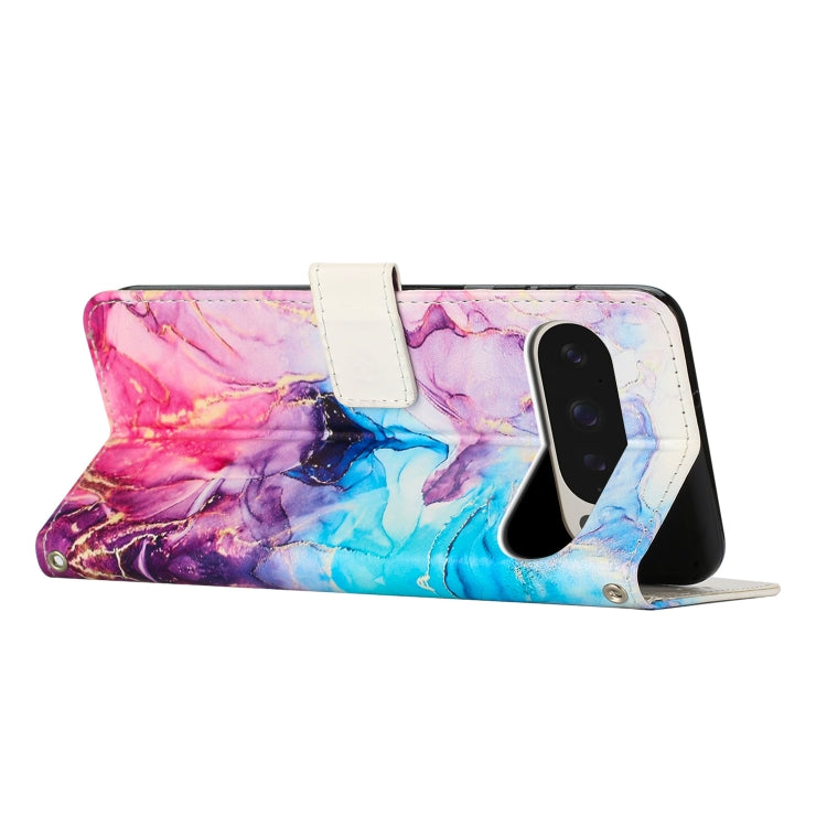 For Google Pixel 9 Pro XL Painted Marble Pattern Leather Phone Case