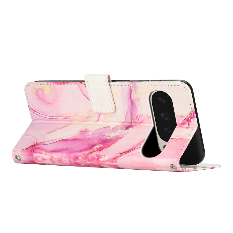 For Google Pixel 9 Pro XL Painted Marble Pattern Leather Phone Case