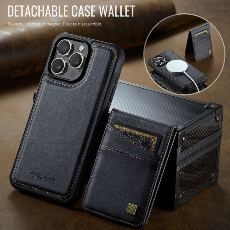 For iPhone 15 Pro Max AutSpace A12 MagSafe Magnetic RFID Card Bag Phone Case