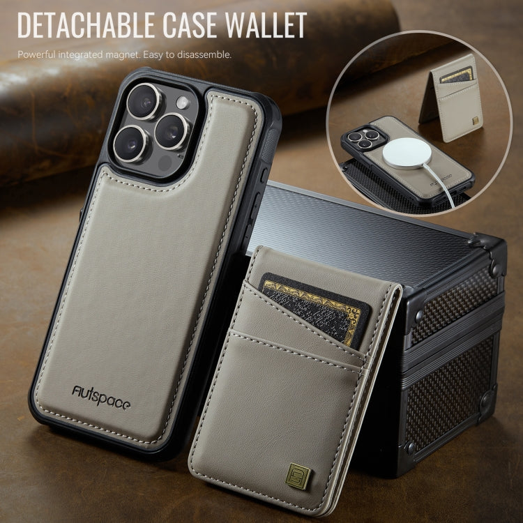 For iPhone 15 Pro AutSpace A12 MagSafe Magnetic RFID Card Bag Phone Case
