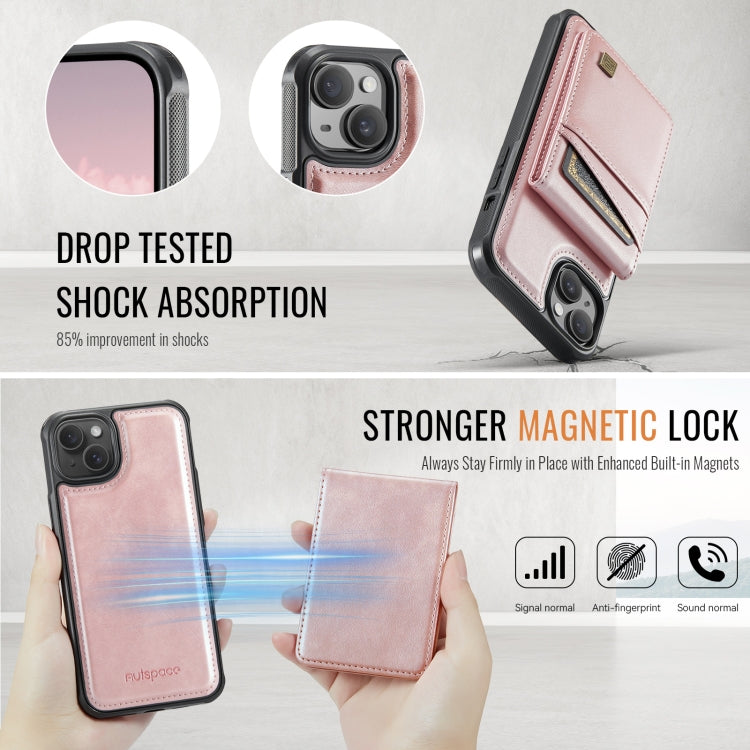 For iPhone 15 AutSpace A12 MagSafe Magnetic RFID Card Bag Phone Case