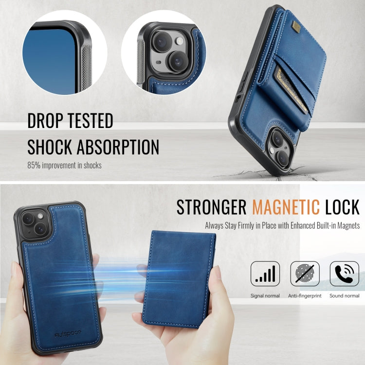 For iPhone 15 AutSpace A12 MagSafe Magnetic RFID Card Bag Phone Case