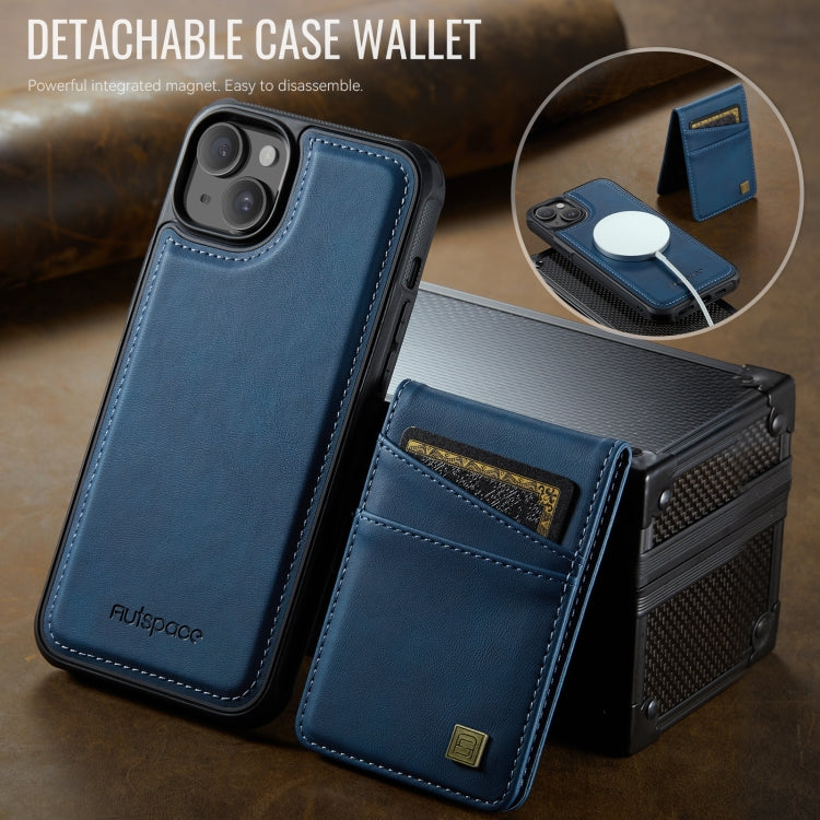 For iPhone 15 AutSpace A12 MagSafe Magnetic RFID Card Bag Phone Case