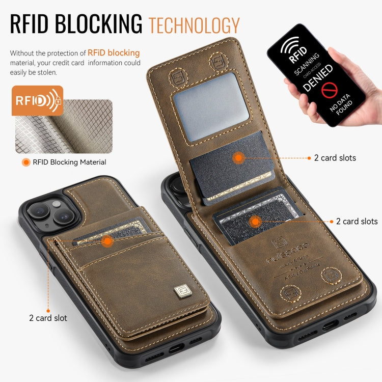 For iPhone 15 AutSpace A12 MagSafe Magnetic RFID Card Bag Phone Case