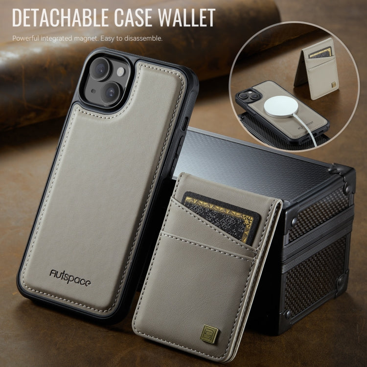 For iPhone 15 AutSpace A12 MagSafe Magnetic RFID Card Bag Phone Case
