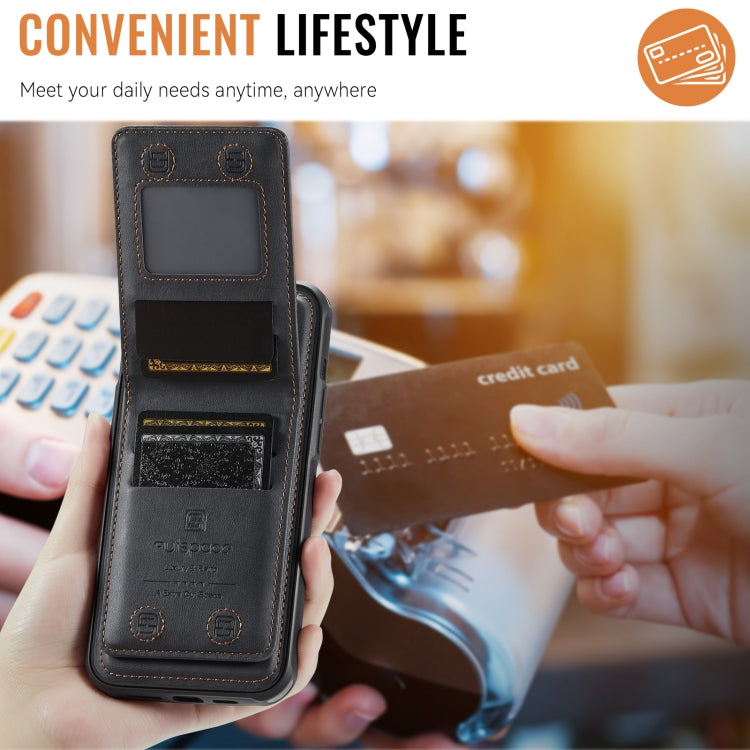 For iPhone 14 AutSpace A12 MagSafe Magnetic RFID Card Bag Phone Case