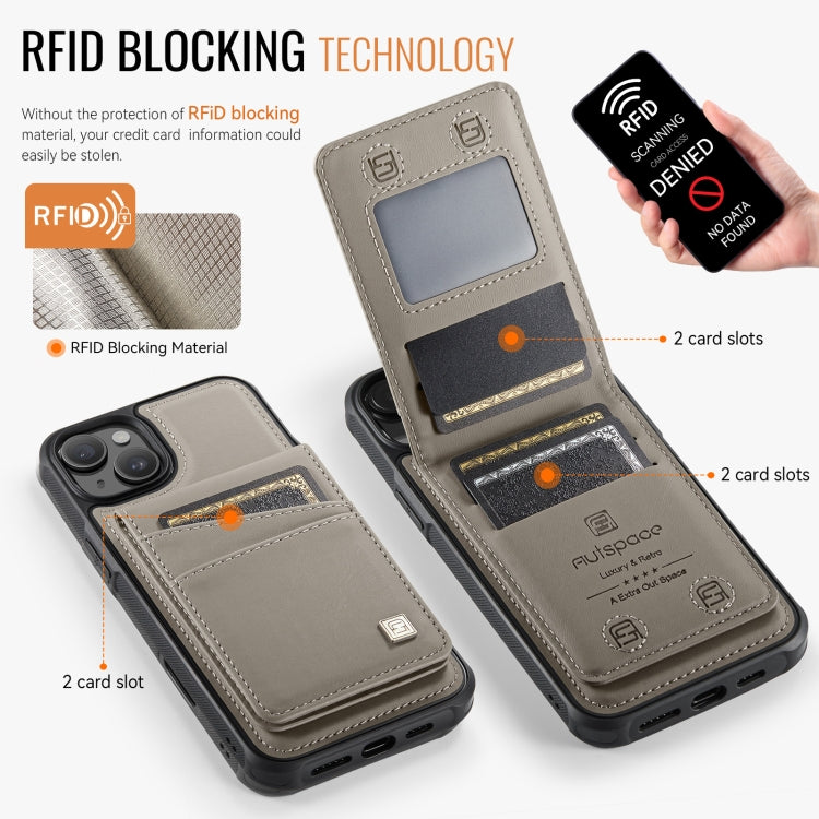 For iPhone 13 AutSpace A12 MagSafe Magnetic RFID Card Bag Phone Case