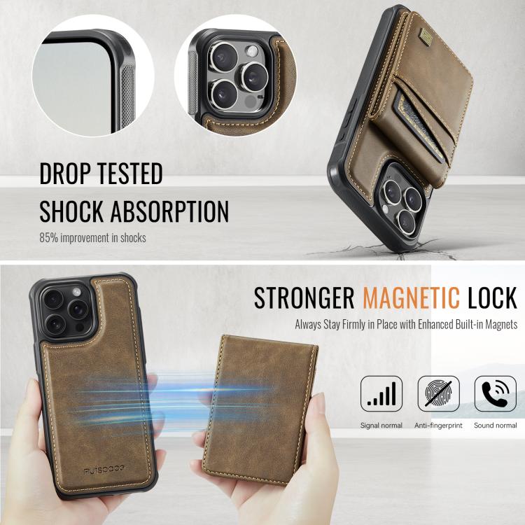 For iPhone 16 Pro Max AutSpace A12 MagSafe Magnetic RFID Card Bag Phone Case
