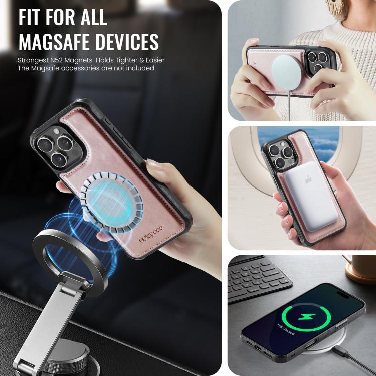 For iPhone 16 Pro AutSpace A12 MagSafe Magnetic RFID Card Bag Phone Case