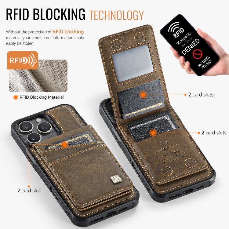For iPhone 16 Pro AutSpace A12 MagSafe Magnetic RFID Card Bag Phone Case
