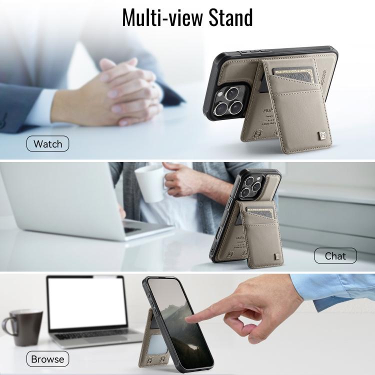 For iPhone 16 Pro AutSpace A12 MagSafe Magnetic RFID Card Bag Phone Case