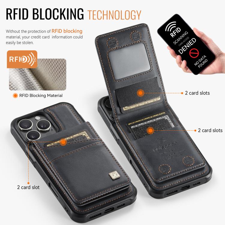 For iPhone 16 Pro AutSpace A12 MagSafe Magnetic RFID Card Bag Phone Case