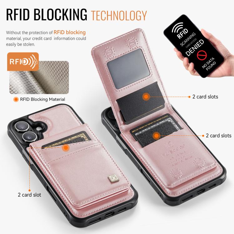 For iPhone 16 Plus AutSpace A12 MagSafe Magnetic RFID Card Bag Phone Case