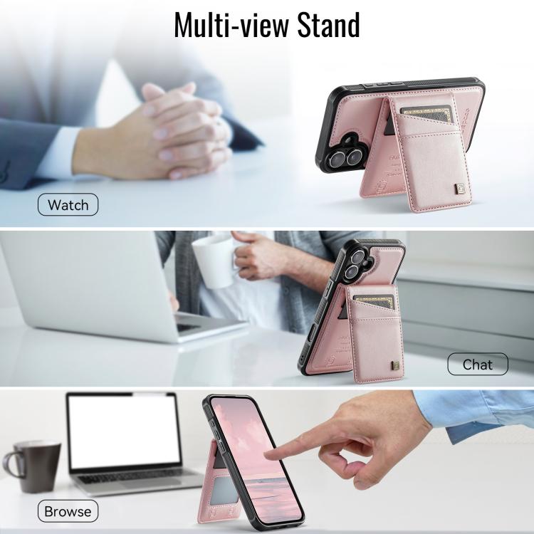 For iPhone 16 Plus AutSpace A12 MagSafe Magnetic RFID Card Bag Phone Case
