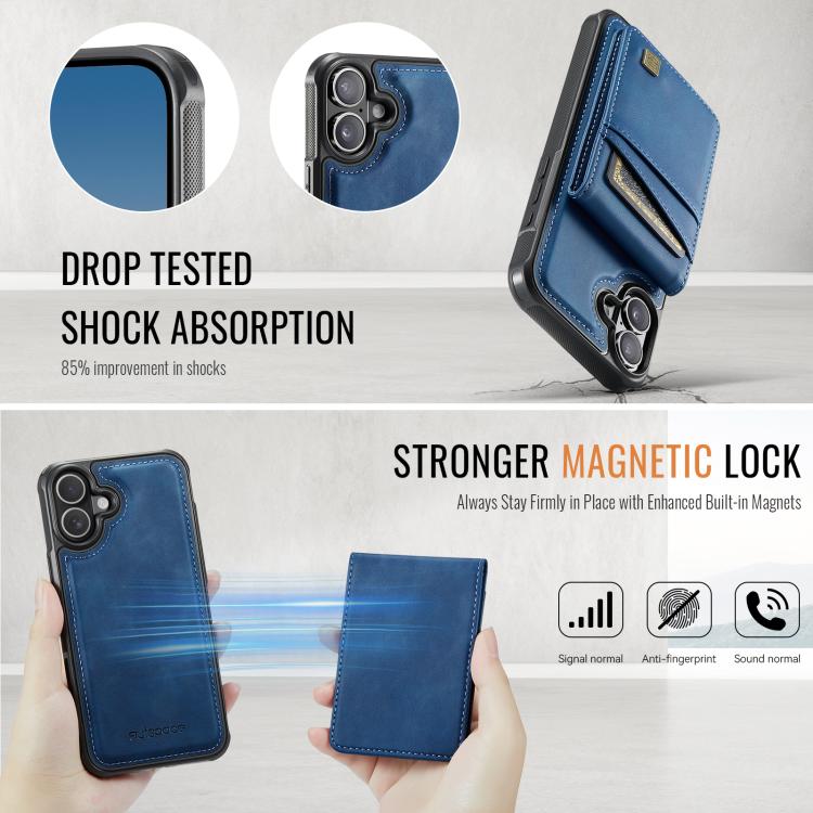 For iPhone 16 Plus AutSpace A12 MagSafe Magnetic RFID Card Bag Phone Case