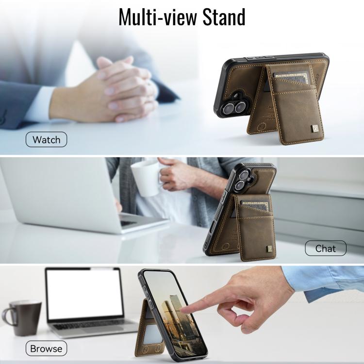 For iPhone 16 Plus AutSpace A12 MagSafe Magnetic RFID Card Bag Phone Case