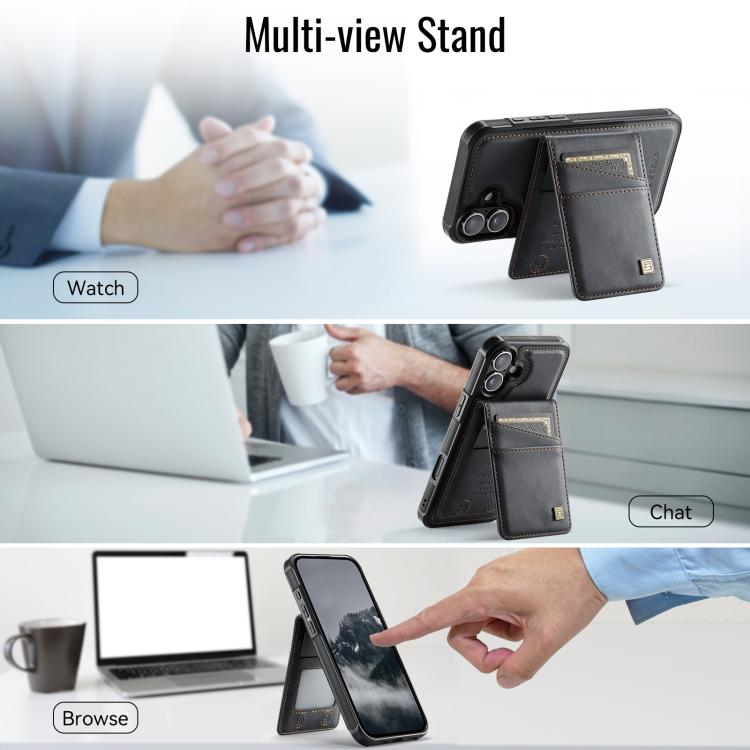 For iPhone 16 Plus AutSpace A12 MagSafe Magnetic RFID Card Bag Phone Case