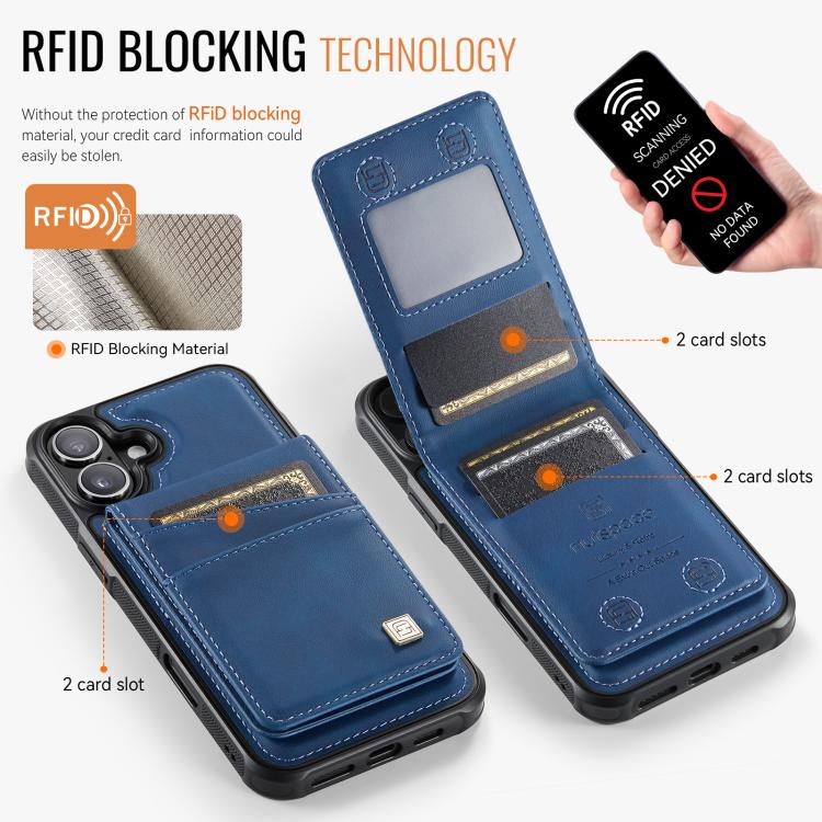 For iPhone 16 AutSpace A12 MagSafe Magnetic RFID Card Bag Phone Case