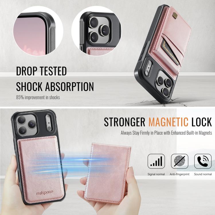 For iPhone 17 Pro AutSpace A12 MagSafe Magnetic RFID Card Bag Phone Case