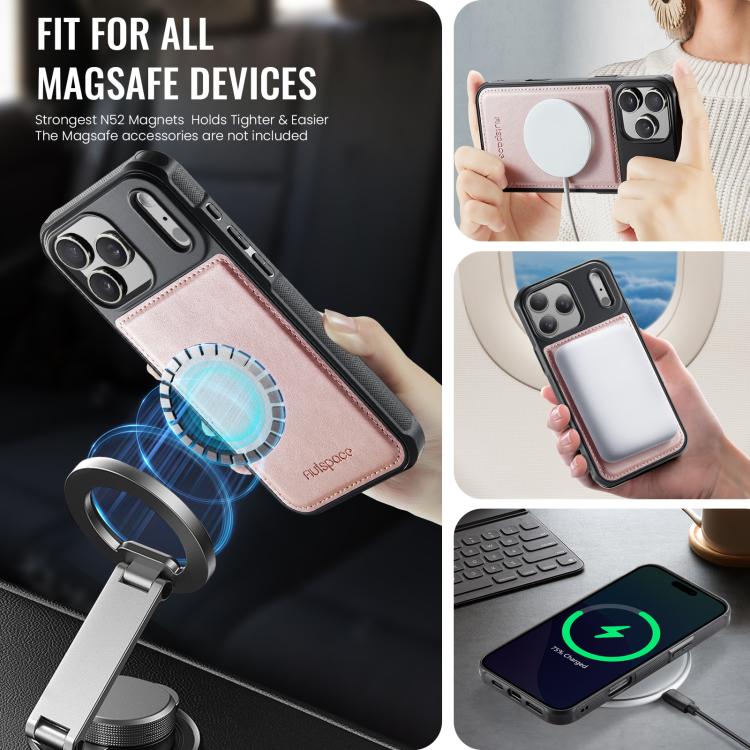 For iPhone 17 Pro AutSpace A12 MagSafe Magnetic RFID Card Bag Phone Case