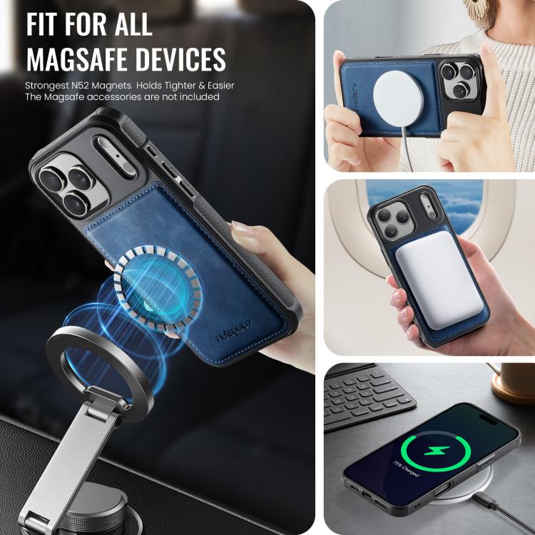 For iPhone 17 Pro AutSpace A12 MagSafe Magnetic RFID Card Bag Phone Case