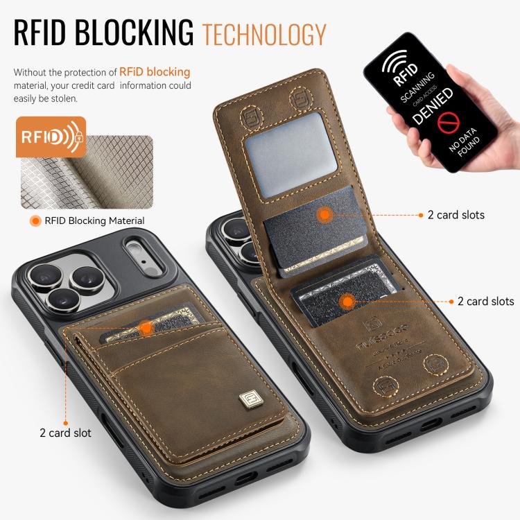 For iPhone 17 Pro AutSpace A12 MagSafe Magnetic RFID Card Bag Phone Case