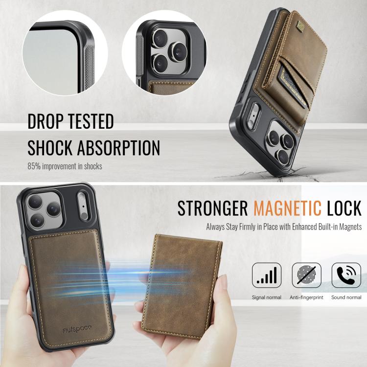 For iPhone 17 Pro AutSpace A12 MagSafe Magnetic RFID Card Bag Phone Case